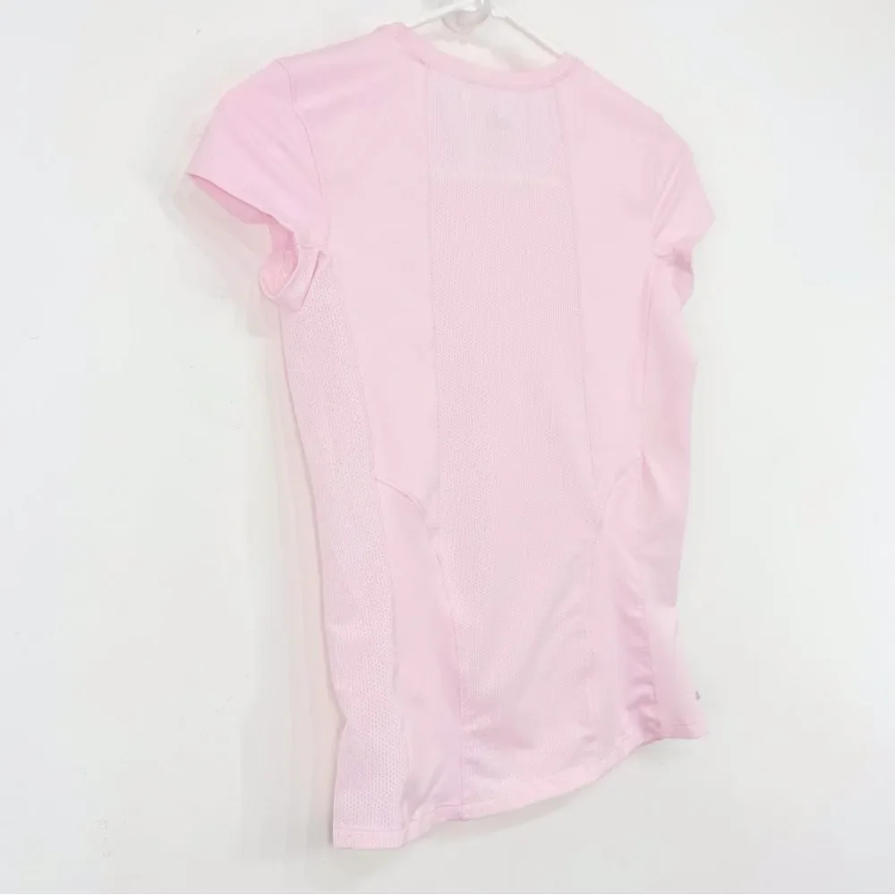Alo Yoga CoolFit Light Pink Mesh Short Sleeve Stretch Performance Athetic Shirt